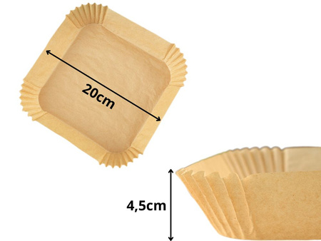 Wkłady tacki do frytownicy beztłuszczowej papierowe kwadrat 20x20cm ET6176