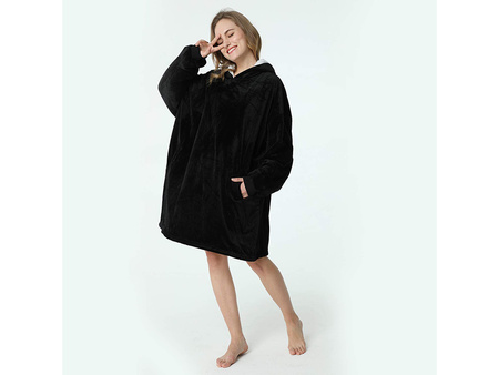 Kocobluza oversize z kapturem czarna VG5038