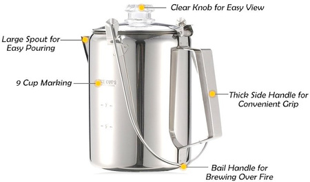 Perkolator nierdzewny kawiarka turystyczna Fox Outdoor 33305