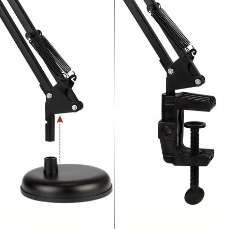 Lampka biurkowa kreślarska stawiana przykręcana czarna IT6635