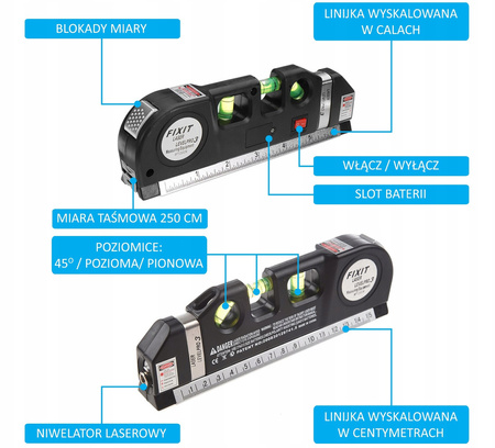 Poziomica laserowa Laser Level Pro 3 czarna VG5561