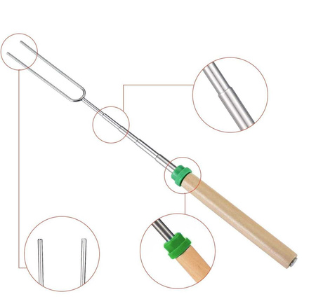 Widelec teleskopowy kijek do grilla ogniska AT5710