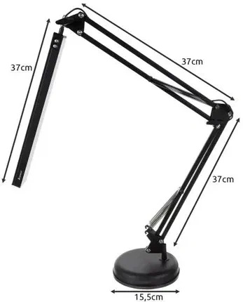 Lampka biurkowa kreślarska stawiana przykręcana czarna IT6635