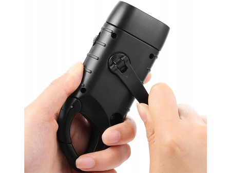 Latarka na korbkę solarna z karabińczykiem czarna VG6650