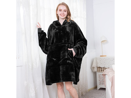 Kocobluza oversize z kapturem czarna VG5038