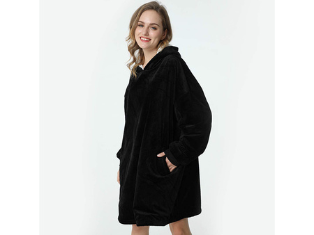 Kocobluza oversize z kapturem czarna VG5038