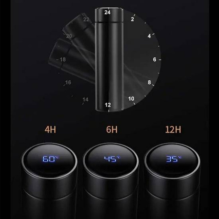 Kubek termiczny smart z termometrem czarny 500ml SUS304