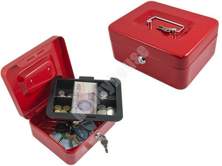 Kasetka na pieniądze metalowa 20x16x9cm czerwona AT4462R
