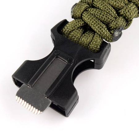 Bransoletka paracord z krzesiwem zielona TS6867