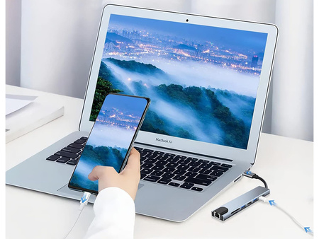 Hub adapter USB-C HDMI 4K Rj45 czytnik SD VG4140