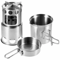 Kuchenka turystyczna na drewno z naczyniami Fox Outdoor Travel 33349