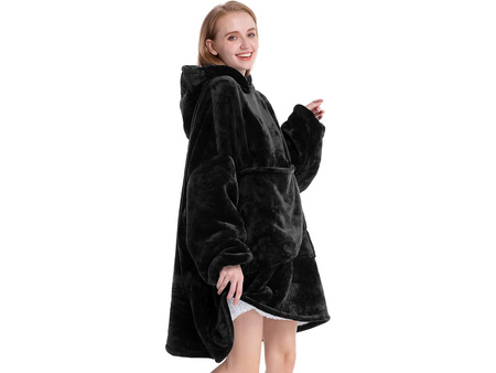 Kocobluza oversize z kapturem czarna VG5038