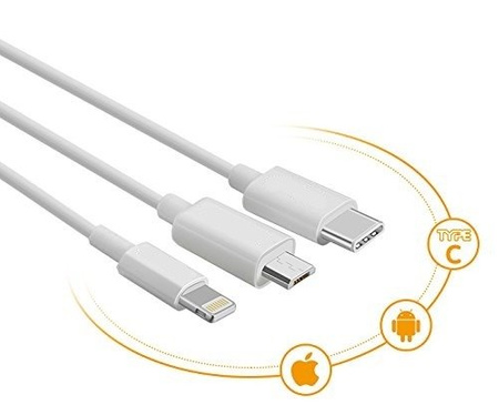 Kabel USB 3w1 Micro USB USB-C Lightning AT7267