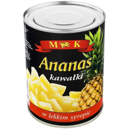Ananas kawałki w lekkim syropie w puszce MK 565g 04.2023