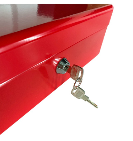 Kasetka metalowa na pieniądze 30x24x9cm czerwona PT6124