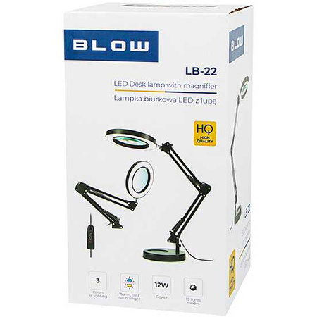 Lampa powiększająca lupa biurkowa czarna Blow LB-23