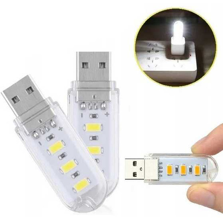 Lampka USB wtyczka 3 LED ciepła CB-0510