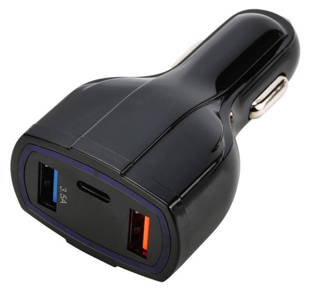 Ładowarka samochodowa USB-C QC 3.0 2xUSB AT7063