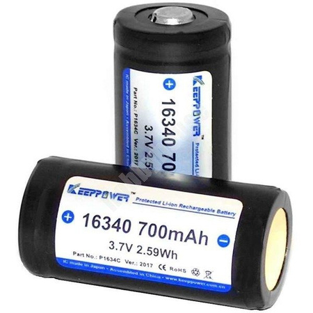 Akumulator 16340 zabezpieczony 700mAh KeepPower P1634C