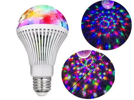 Żarówka disco kolorowa obrotowa RGB 3W VG7095
