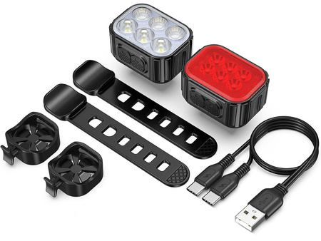 Lampki rowerowe komplet przód tył USB-C SD8111