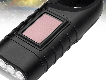 Latarka na korbkę solarna z karabińczykiem czarna VG6650