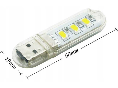 Lampka USB wtyczka 3 LED ciepła CB-0510