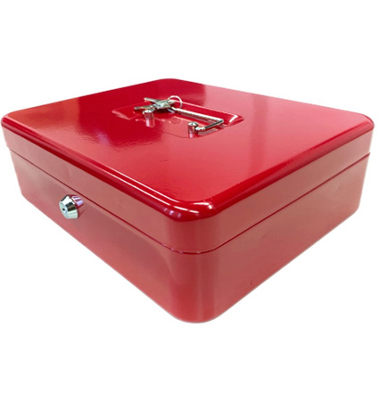 Kasetka metalowa na pieniądze 30x24x9cm czerwona PT6124