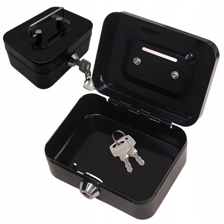 Kasetka skarbonka na pieniądze metalowa czarna AT4460