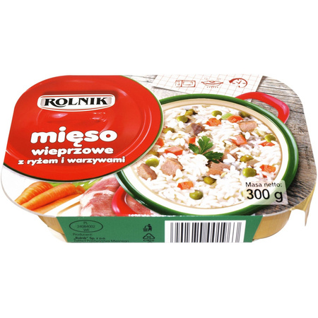 Mięso więprzowe z ryżem i warzywami Rolnik 300g 10.2026