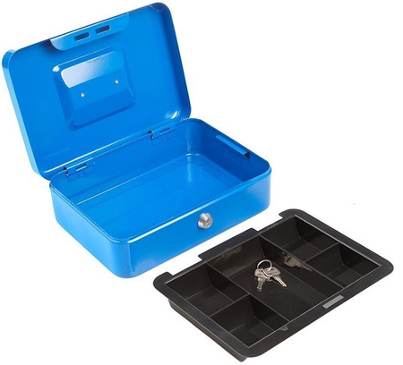 Kasetka metalowa na pieniądze 30x24x9cm niebieska PT1414