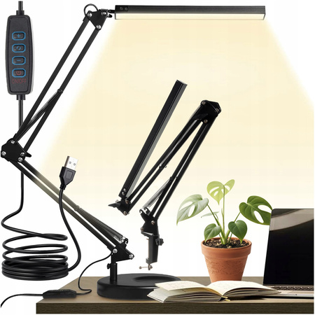 Lampka biurkowa kreślarska stawiana przykręcana czarna IT6635