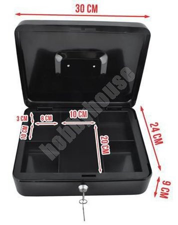 Kasetka metalowa na pieniądze 30x24x9cm czarna IT6071