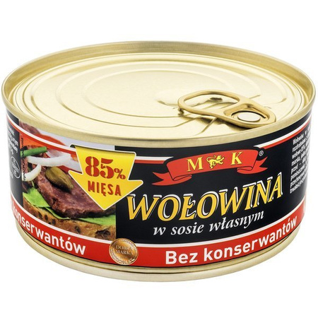 Wołowina w sosie własnym bez konserwantów MK 300g 08.2028