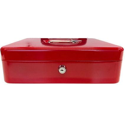 Kasetka metalowa na pieniądze 30x24x9cm czerwona PT6124