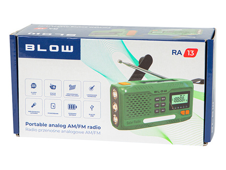 Radio survivalowe na korbkę dynamo solarne Blow RA13