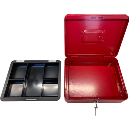 Kasetka metalowa na pieniądze 30x24x9cm czerwona PT6124