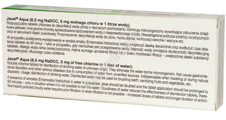 Tabletki do odkażania wody pitnej Javel Aqua 20szt. 02.2029