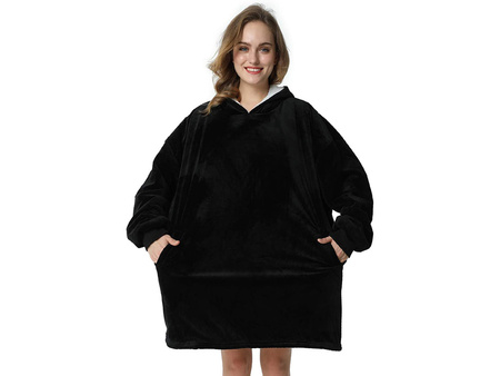 Kocobluza oversize z kapturem czarna VG5038