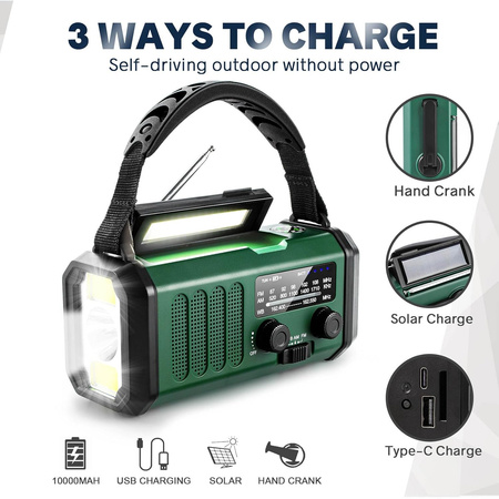 Radio awaryjne na korbkę powerbank solarne USB-C XSY330