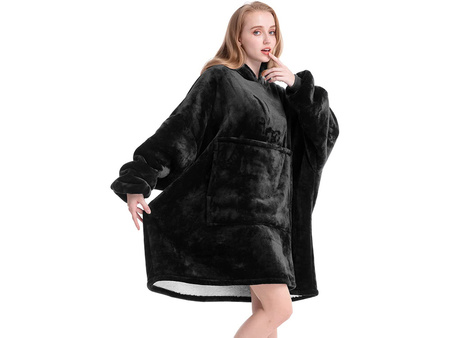 Kocobluza oversize z kapturem czarna VG5038