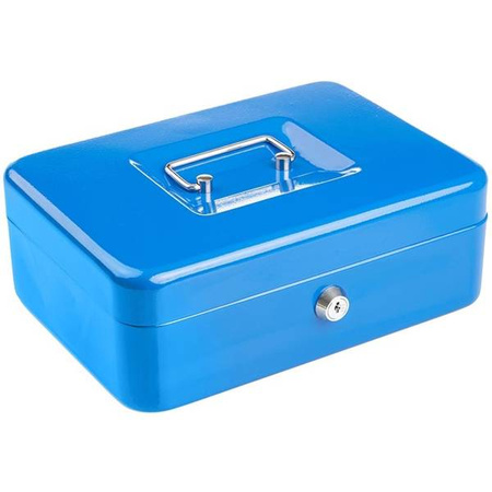 Kasetka metalowa na pieniądze 30x24x9cm niebieska PT1414