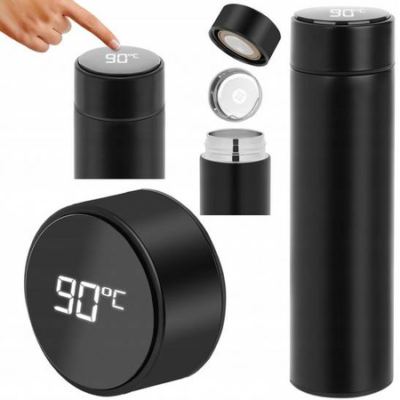 Kubek termiczny smart z termometrem czarny 500ml SUS304