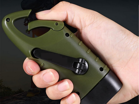 Latarka z korbką solarna karabińczyk zielona VG6283