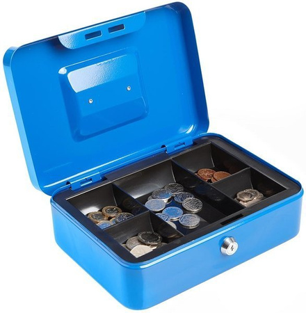 Kasetka metalowa na pieniądze 30x24x9cm niebieska PT1414