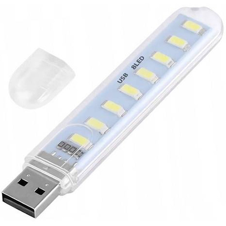 Lampka USB wtyczka 8 LED ciepła CB-0509