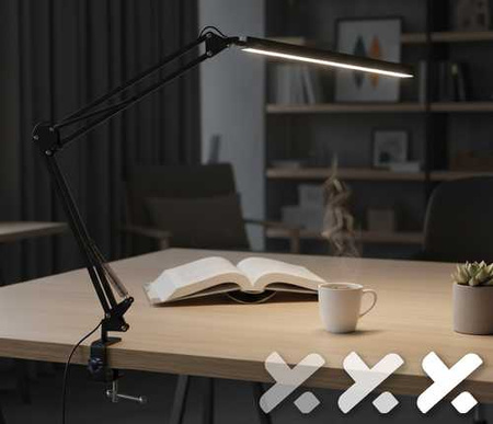 Lampka biurkowa kreślarska stawiana przykręcana czarna IT6635