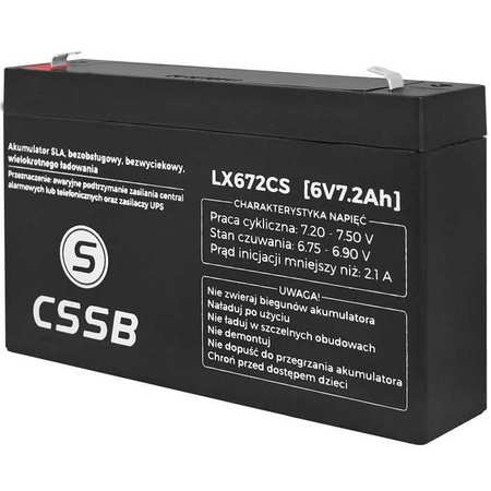 Akumulator bezobsługowy  6V 7.2Ah SLA LX672CS