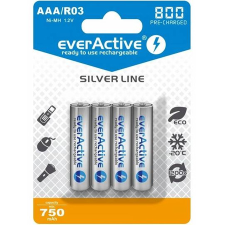 Akumulatorki AAA everActive 800mAh Silver Line 4szt.